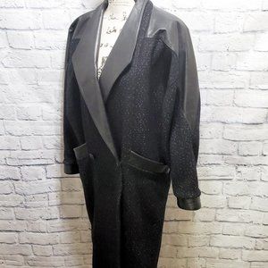 David Benjamin Black Wool Leather Lining Long Coat